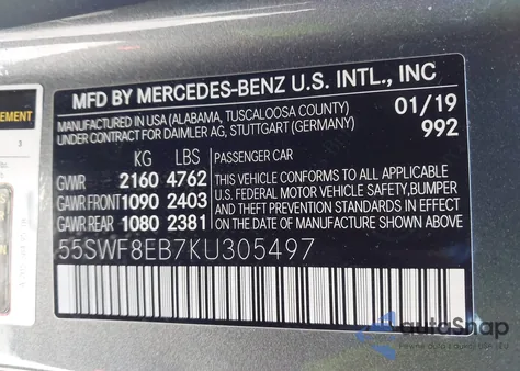 2019 Mercedes-Benz C 300 4Matic from USA, damaged, VIN 55SWF8EB7KU305497